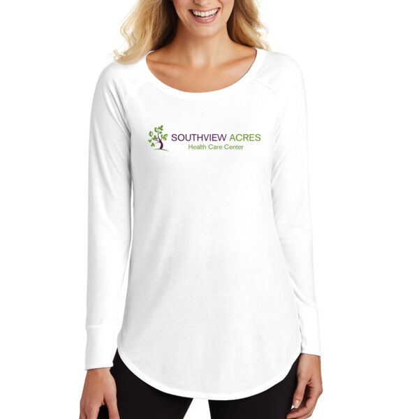 District Women's Perfect Tri Long Sleeve Tunic Tee - Printed Logo Thumbnail